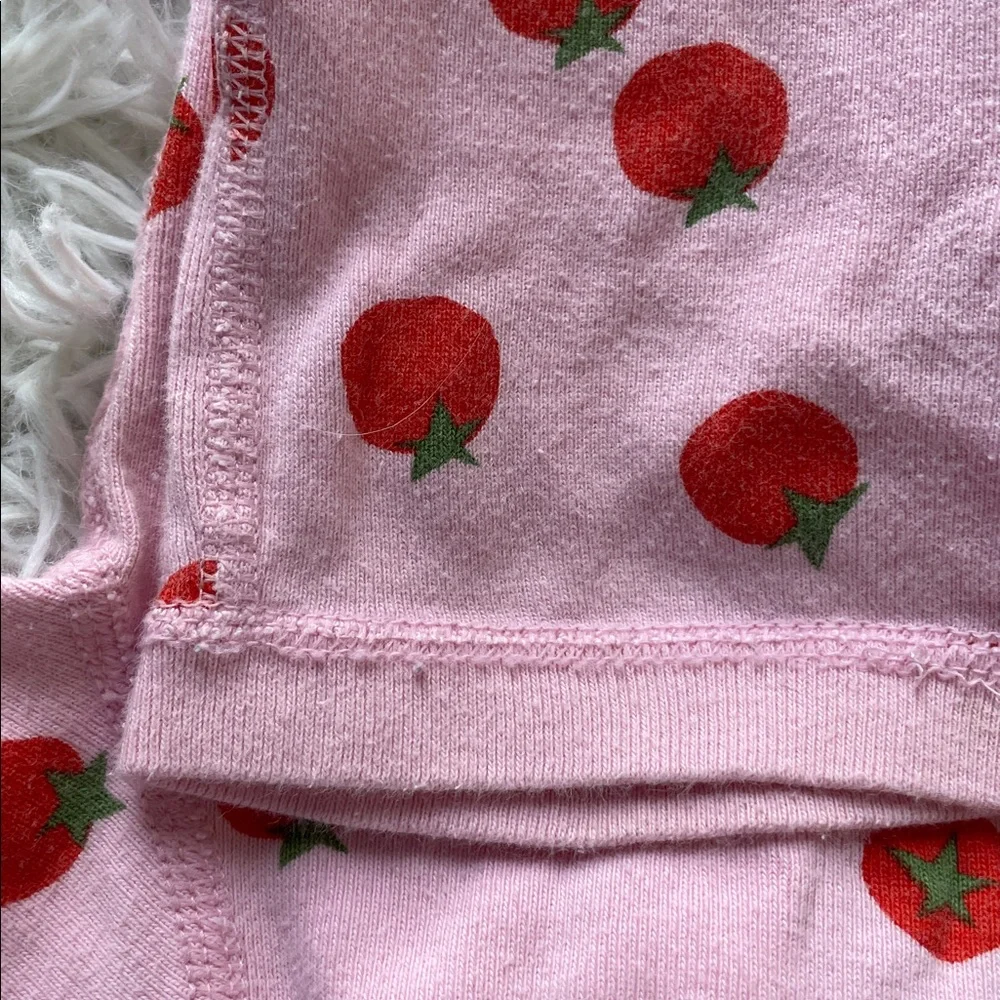 Hanna Andersson Pink Strawberry Print Short Sleeve Zipper Romper